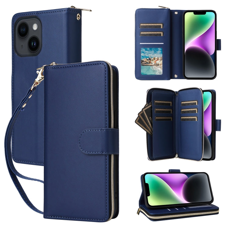 Nine-card Slots Zipper Wallet Bag Leather Phone Case, For iPhone 15 Pro, For iPhone 15 Plus / 14 Plus, For iPhone 15, For iPhone 14 / 13, For iPhone 14 Pro, For iPhone 14 Pro Max