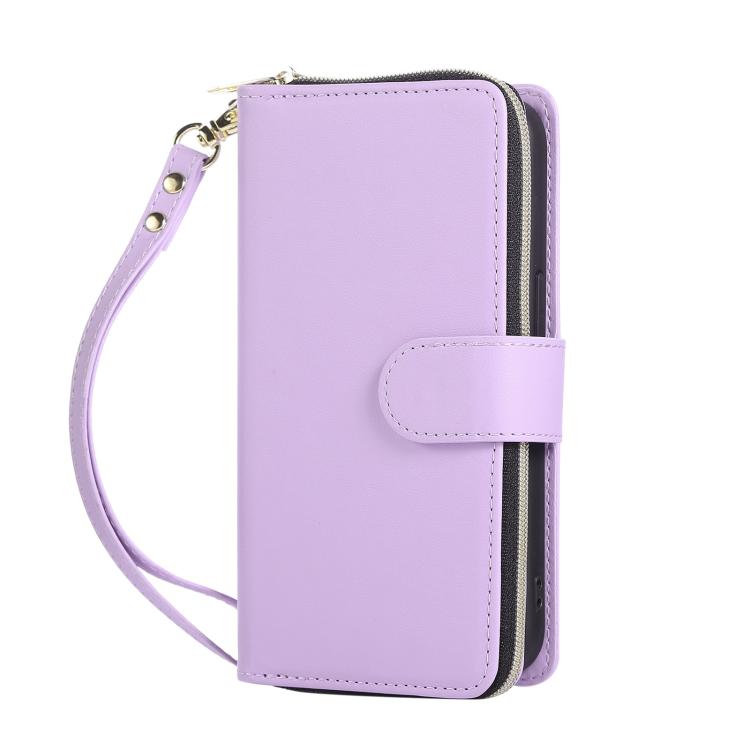 Nine-card Slots Zipper Wallet Bag Leather Phone Case, For iPhone 16e, For iPhone 16 Pro Max, For iPhone 16 Pro, For iPhone 16 Plus, For iPhone 16, For iPhone 15 Pro Max