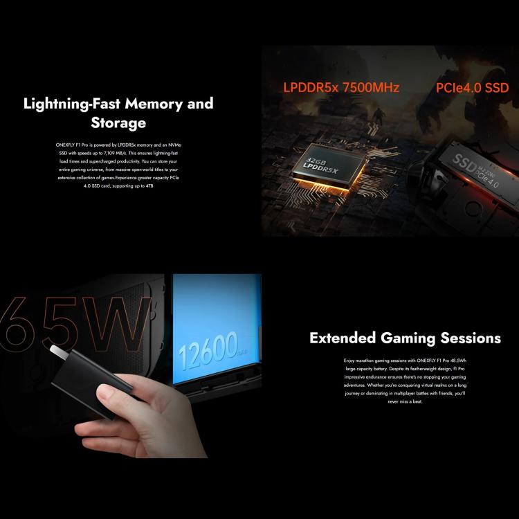 ONE-NETBOOK OneXPlayer F1 Pro 7 inch Handheld Game Console, Windows 11 AMD Ryzen AI 9 365 CPU, AI9-365 32GB+1TB, AI9-365 32GB+2TB
