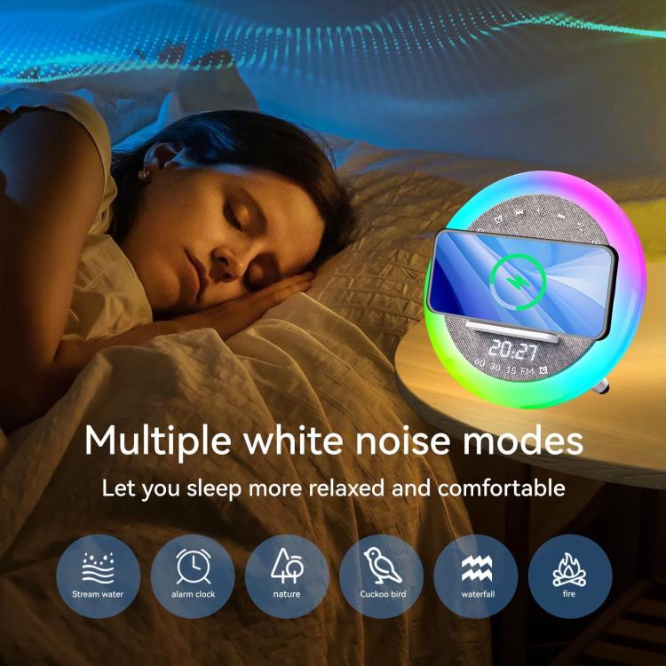 S302 Clock Alarm 15W Intelligent Wireless Charger LED Light Bluetooth Speaker