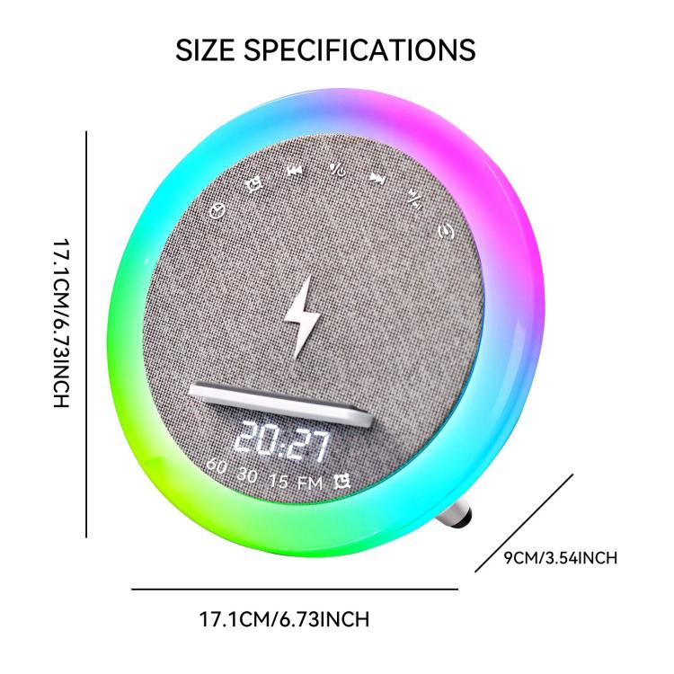 S302 Clock Alarm 15W Intelligent Wireless Charger LED Light Bluetooth Speaker