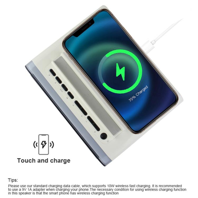 P14 Clock Alarm 10W Intelligent Wireless Charger LED Light Bluetooth Speaker
