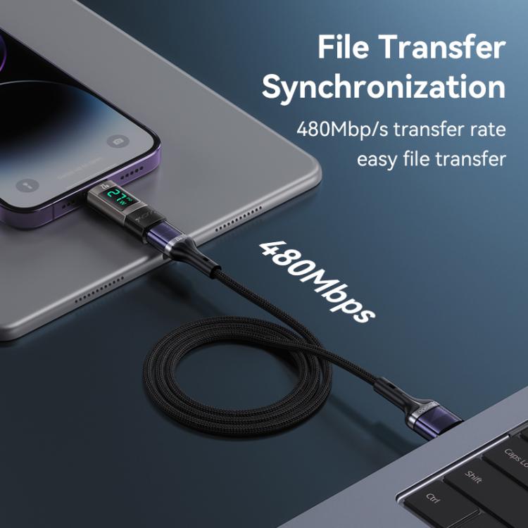 Yesido GS25 27W USB-C / Type-C to 8 Pin Aluminum Alloy Digital Display Adapter, Type-C to 8 Pin