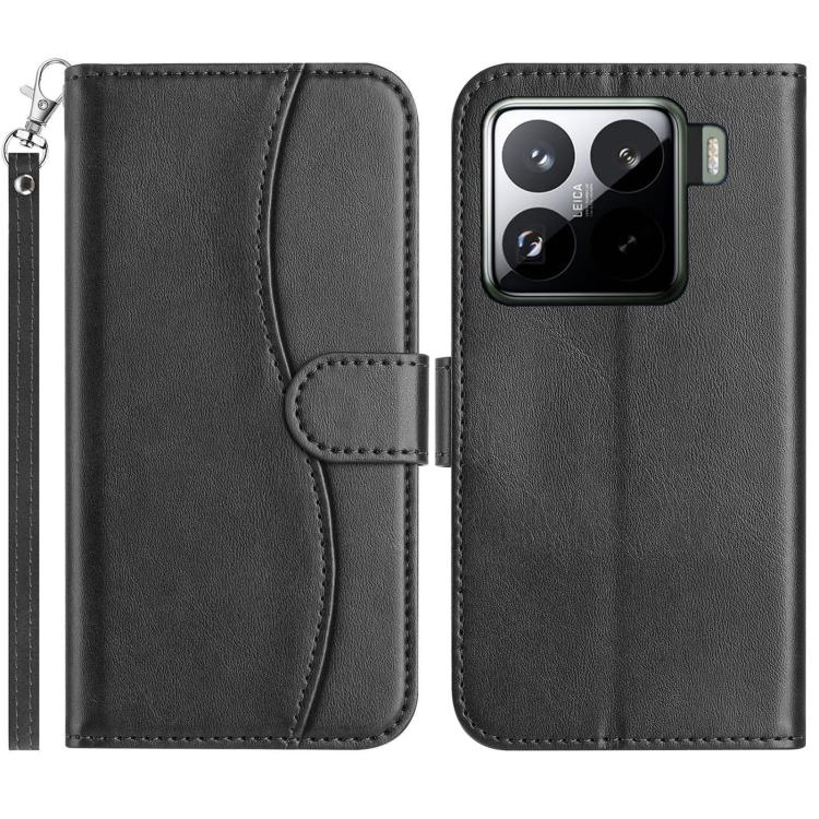 Dual-Folded S-shape Leather Phone Case, For Xiaomi 15 Pro, For Xiaomi 15, For Xiaomi 14T Pro, For Xiaomi 14T, For Xiaomi Poco F6 Pro 5G