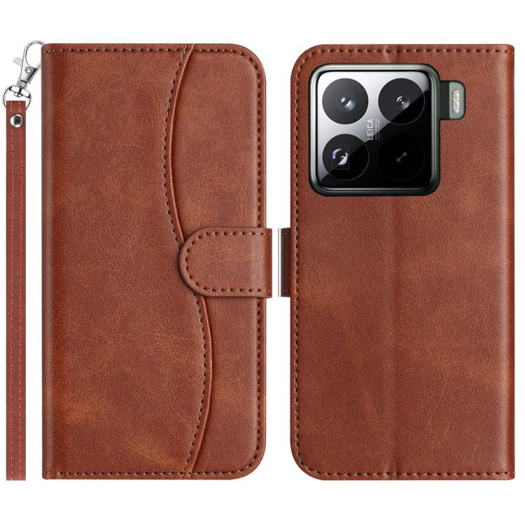 Dual-Folded S-shape Leather Phone Case, For Xiaomi 15 Pro, For Xiaomi 15, For Xiaomi 14T Pro, For Xiaomi 14T, For Xiaomi Poco F6 Pro 5G