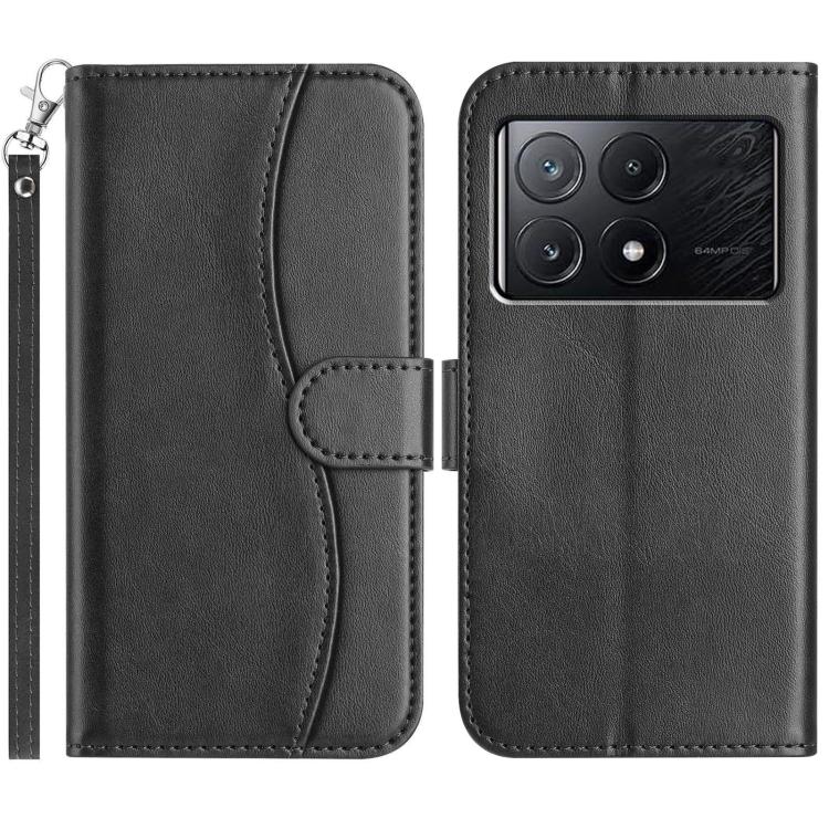 Dual-Folded S-shape Leather Phone Case, For Xiaomi 15 Pro, For Xiaomi 15, For Xiaomi 14T Pro, For Xiaomi 14T, For Xiaomi Poco F6 Pro 5G