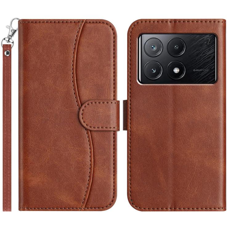 Dual-Folded S-shape Leather Phone Case, For Xiaomi 15 Pro, For Xiaomi 15, For Xiaomi 14T Pro, For Xiaomi 14T, For Xiaomi Poco F6 Pro 5G