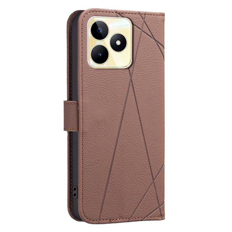 Geometric Pattern RFID Leather Phone Case, For Realme C53, For Realme C55