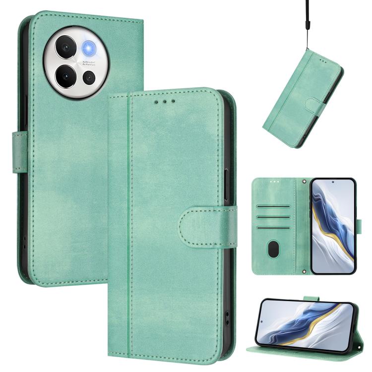 Line Splicing Buckle Retro Leather Phone Case, For vivo Y03 4G / Y18 4G Global, For vivo V30E 5G Global / V40 Lite 5G, For vivo S19, For vivo Y28 4G Global, For vivo X100s 5G, For vivo Y38 5G / T3x 5G Global