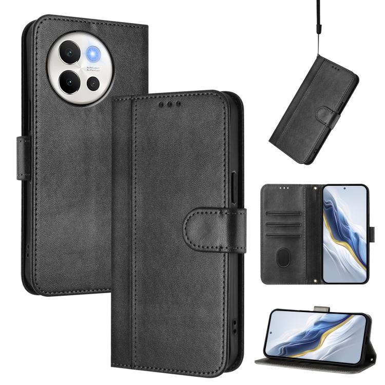 Line Splicing Buckle Retro Leather Phone Case, For vivo Y03 4G / Y18 4G Global, For vivo V30E 5G Global / V40 Lite 5G, For vivo S19, For vivo Y28 4G Global, For vivo X100s 5G, For vivo Y38 5G / T3x 5G Global