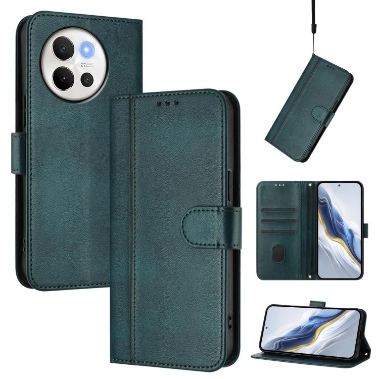 Line Splicing Buckle Retro Leather Phone Case, For vivo Y03 4G / Y18 4G Global, For vivo V30E 5G Global / V40 Lite 5G, For vivo S19, For vivo Y28 4G Global, For vivo X100s 5G, For vivo Y38 5G / T3x 5G Global