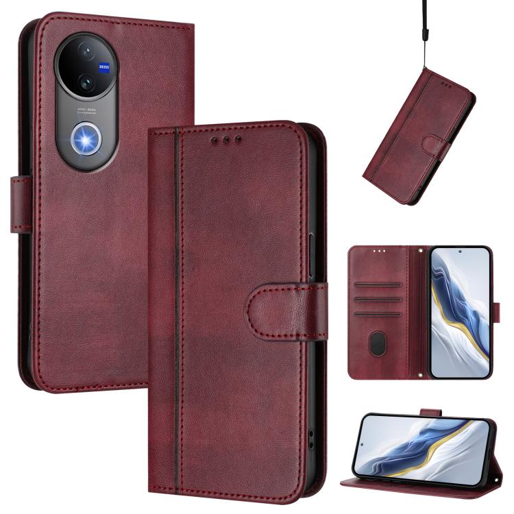 Line Splicing Buckle Retro Leather Phone Case, For vivo Y29 4G Global, For vivo V50 5G Global, For vivo S20 5G, For vivo S20 Pro 5G, For vivo V40 Lite 5G IDN / Y300 5G Global, For vivo V40 Lite 4G IDN / Y300 5G IDN