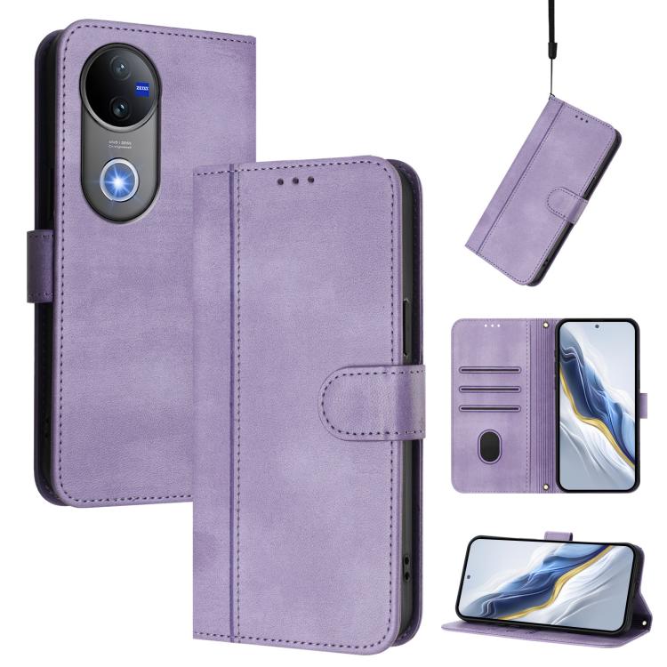Line Splicing Buckle Retro Leather Phone Case, For vivo Y29 4G Global, For vivo V50 5G Global, For vivo S20 5G, For vivo S20 Pro 5G, For vivo V40 Lite 5G IDN / Y300 5G Global, For vivo V40 Lite 4G IDN / Y300 5G IDN