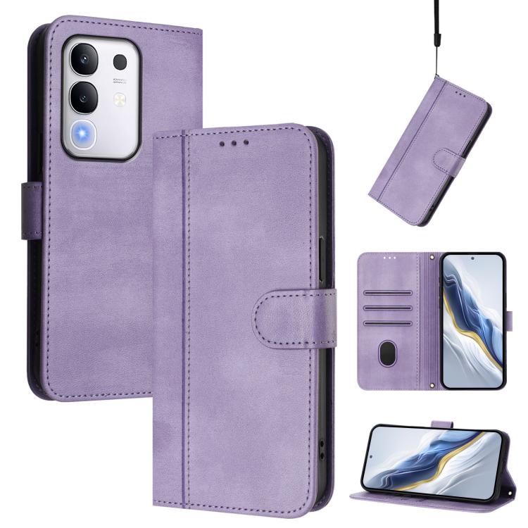 Line Splicing Buckle Retro Leather Phone Case, For vivo Y29 4G Global, For vivo V50 5G Global, For vivo S20 5G, For vivo S20 Pro 5G, For vivo V40 Lite 5G IDN / Y300 5G Global, For vivo V40 Lite 4G IDN / Y300 5G IDN