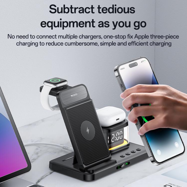 Yesido DS22 5 in 1 Multifunction Clock Wireless Fast Charge Station, For iPhone / Apple Watch / AirPods