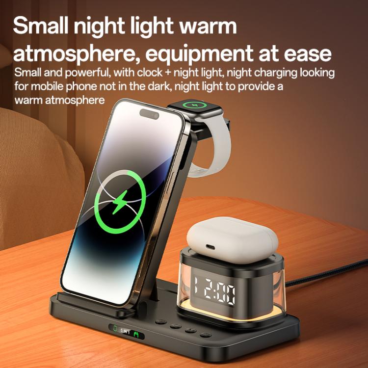 Yesido DS22 5 in 1 Multifunction Clock Wireless Fast Charge Station, For iPhone / Apple Watch / AirPods