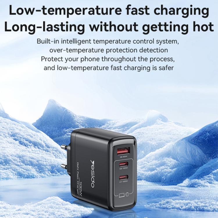 Yesido YC95 PD100W 2 USB-C , USB-A Three Ports GaN Fast Charger, UK Plug