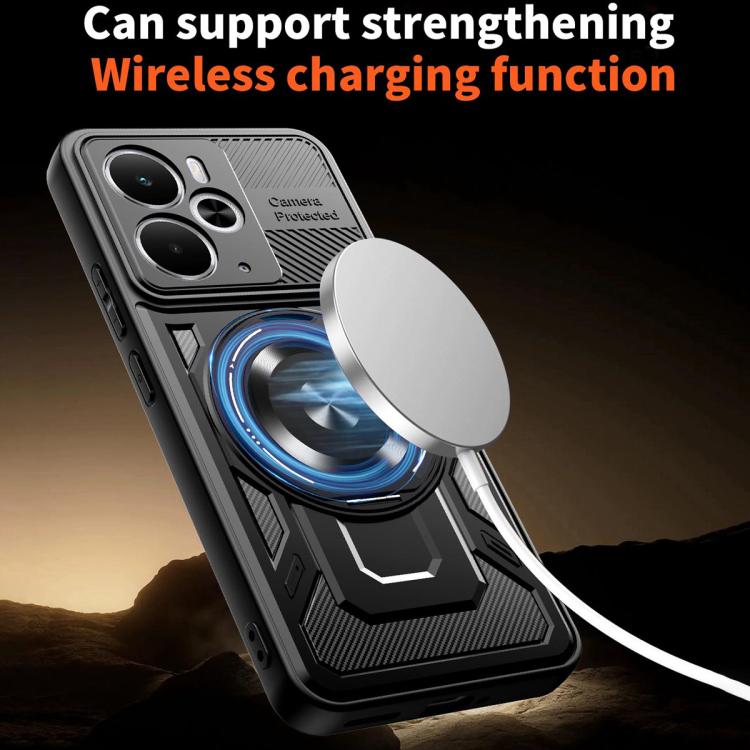 Armor Rotating Holder MagSafe Phone Case, For Realme 14 5G, For Realme 14 Pro+ 5G, For Realme 14 Pro 5G, For Realme 14X / V60 Pro / C75