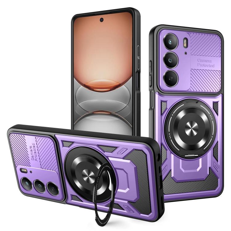 Armor Rotating Holder MagSafe Phone Case, For Realme 14 5G, For Realme 14 Pro+ 5G, For Realme 14 Pro 5G, For Realme 14X / V60 Pro / C75