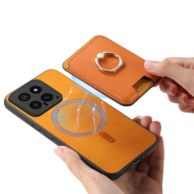 Retro Cross Leather Ring Vertical Insert Card Bag MagSafe Phone Case, For Redmi Note 13 Pro+ 5G, For Redmi K60 Ultra, For Xiaomi 13T Pro 5G, For Xiaomi 13T 5G, For Redmi Note 13 Pro 4G / Poco M6 Pro 4G, For Redmi K70E / Poco X6 Pro 5G