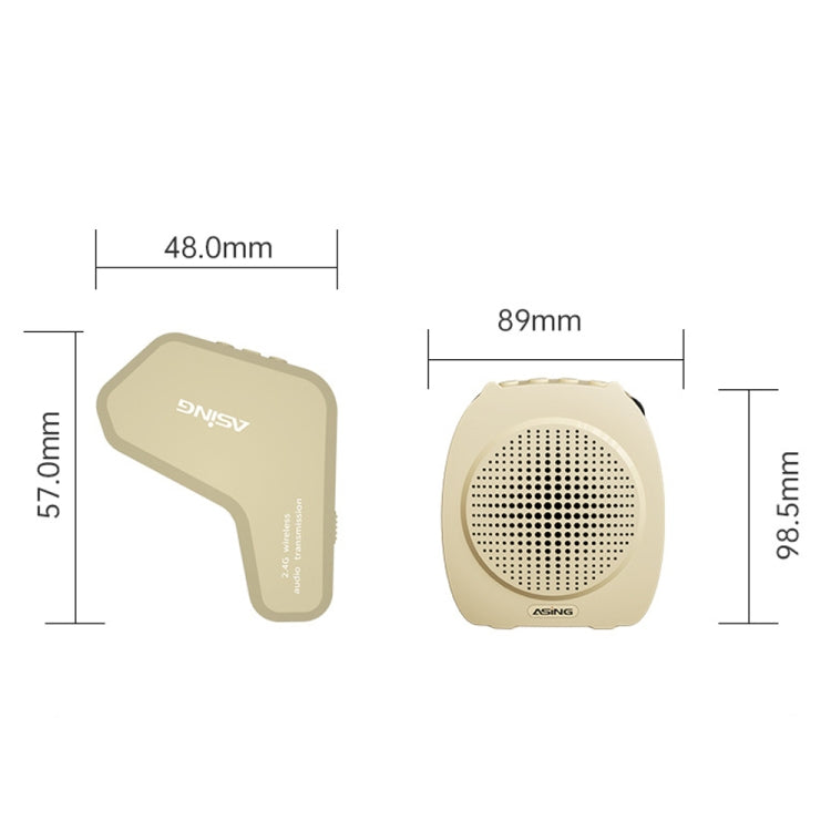 ASiNG S16 2.4G Wireless Voice Amplifier with Headset Microphone for Teachers Tour Guides, Without Strap Chain, With Strap Chain