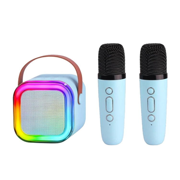 Outdoor Home Portable Wireless Karaoke Sound Cell Phone Integrated Microphone Smart Speaker, With Dual Mic Blue