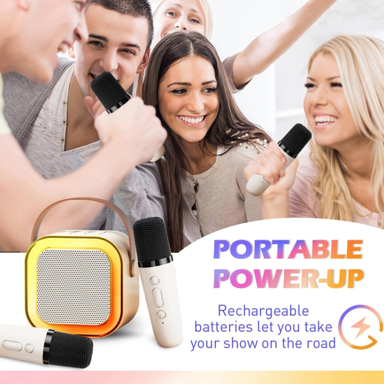 Outdoor Home Portable Wireless Karaoke Sound Cell Phone Integrated Microphone Smart Speaker, With Dual Mic Blue
