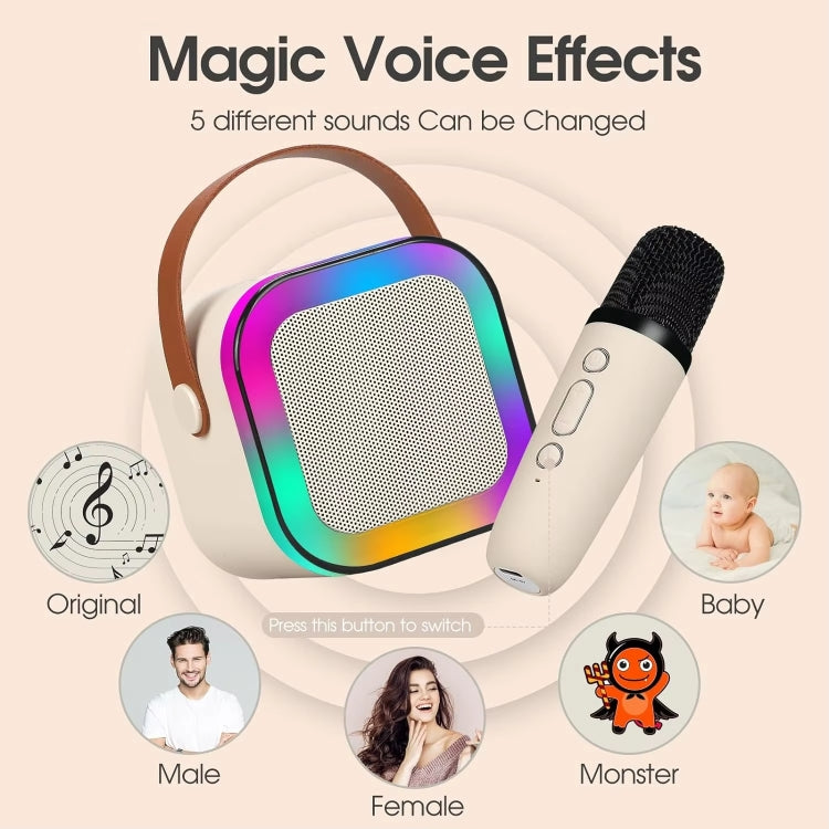 Outdoor Home Portable Wireless Karaoke Sound Cell Phone Integrated Microphone Smart Speaker, With Dual Mic Blue