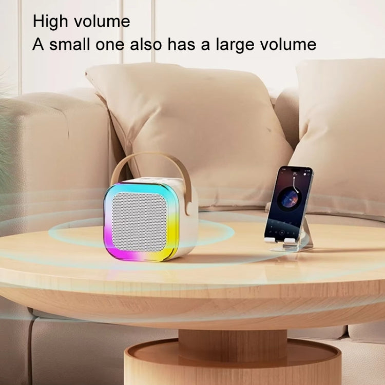 Outdoor Home Portable Wireless Karaoke Sound Cell Phone Integrated Microphone Smart Speaker, With Dual Mic Blue