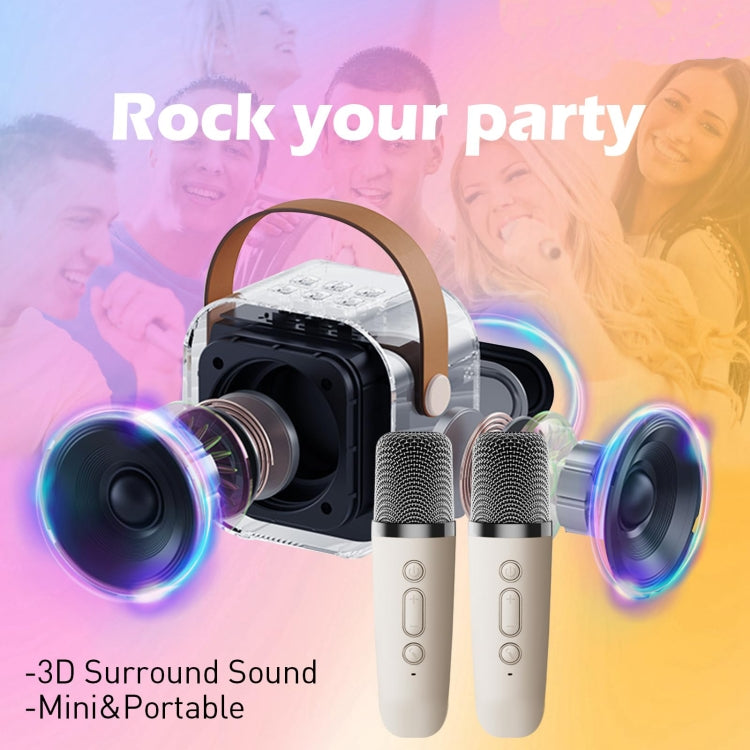Outdoor Home Portable Wireless Karaoke Sound Cell Phone Integrated Microphone Smart Speaker, With Dual Mic Blue