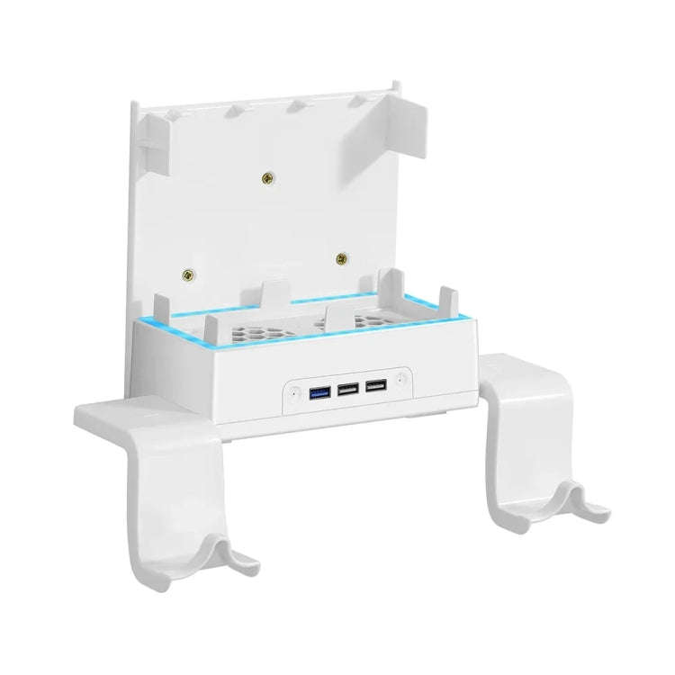 For XBOX Series S Wall Mounted Cooling RGB Multi-function Base With Fan and Hook, Wall Mounted Rack