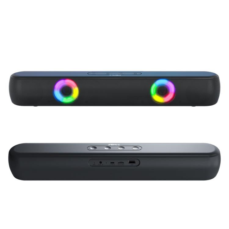 T-WOLF B320 TWS RGB Bluetooth 5.0 Speaker Desktop Soundbar Subwoofer Support USB / AUX / TF / FM, B320