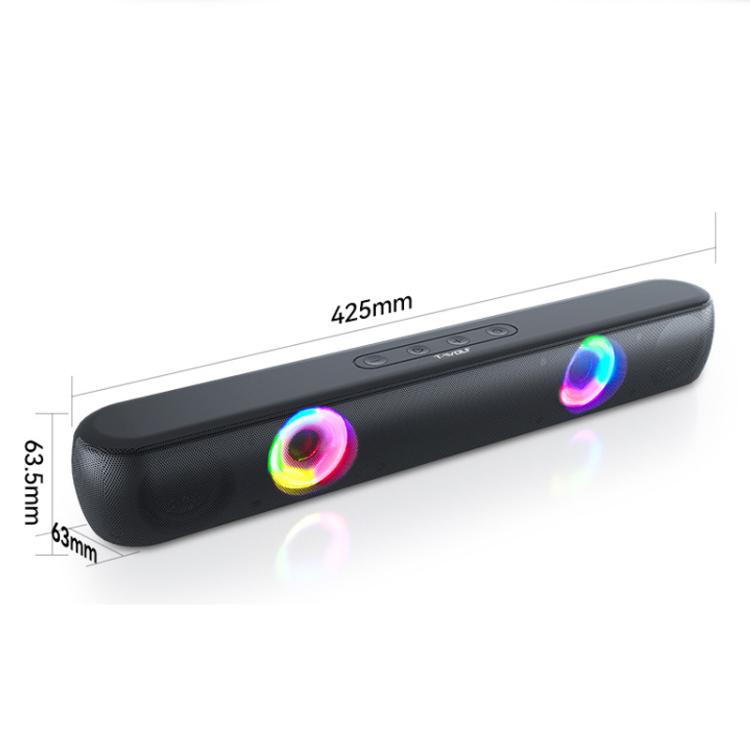 T-WOLF B320 TWS RGB Bluetooth 5.0 Speaker Desktop Soundbar Subwoofer Support USB / AUX / TF / FM, B320