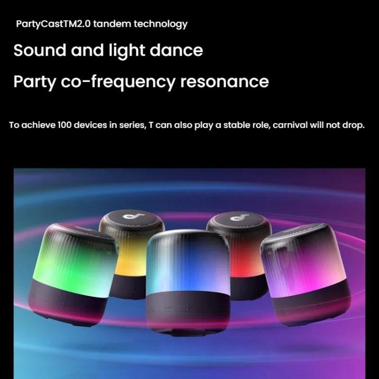 ANKER A3136 Soundcore Glow Mini Neon Subwoofer Wireless Bluetooth Small Speaker, A3136
