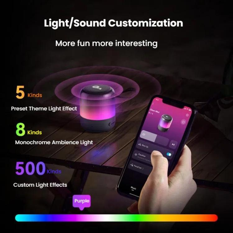 ANKER A3136 Soundcore Glow Mini Neon Subwoofer Wireless Bluetooth Small Speaker, A3136