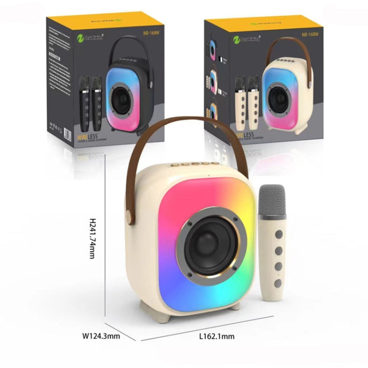 NewRixing NR168W Portable Colorful Bluetooth Speaker Home Dual Mic Karaoke Speaker
