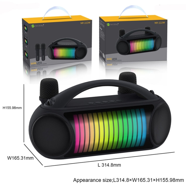 NewRixing NR-222 Portable Outdoor Dual Mic Colorful Wireless Bluetooth Speaker