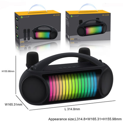 NewRixing NR-222 Portable Outdoor Dual Mic Colorful Wireless Bluetooth Speaker