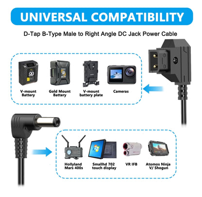 1.5m D-Tap B-Type Male to DC Adapter Monitor Cable, D-Tap B-Type Male to DC Adapter