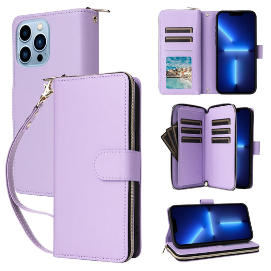 Nine-card Slots Zipper Wallet Bag Leather Phone Case, For iPhone 13 Pro Max, For iPhone 13 Pro, For iPhone 12 / 12 Pro, For iPhone 12 Pro Max