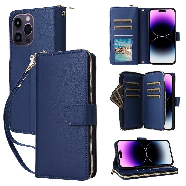 Nine-card Slots Zipper Wallet Bag Leather Phone Case, For iPhone 15 Pro, For iPhone 15 Plus / 14 Plus, For iPhone 15, For iPhone 14 / 13, For iPhone 14 Pro, For iPhone 14 Pro Max