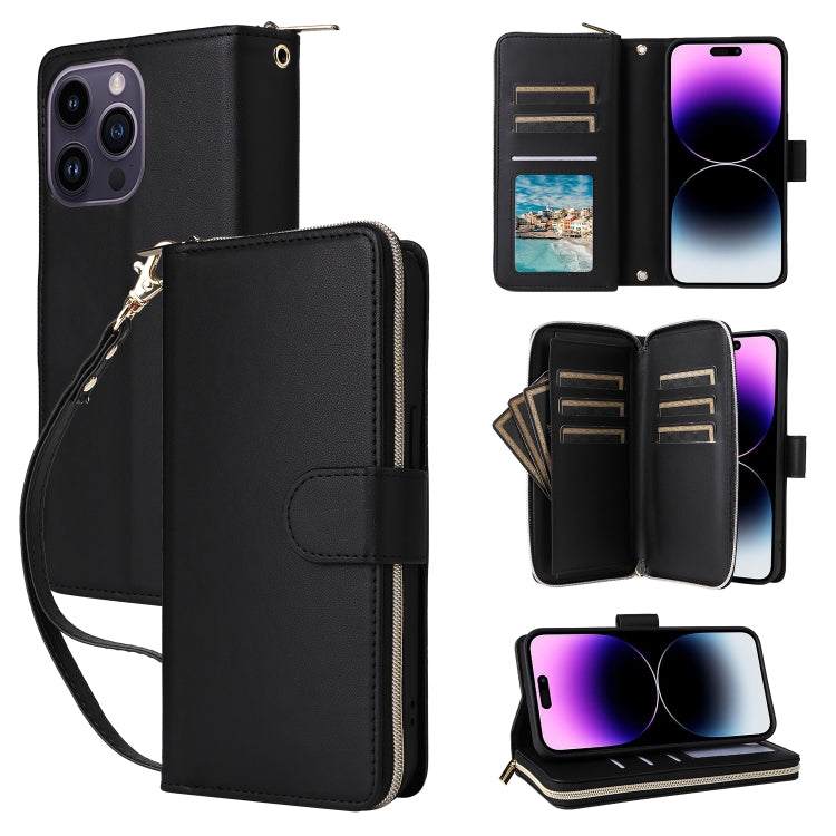 Nine-card Slots Zipper Wallet Bag Leather Phone Case, For iPhone 15 Pro, For iPhone 15 Plus / 14 Plus, For iPhone 15, For iPhone 14 / 13, For iPhone 14 Pro, For iPhone 14 Pro Max