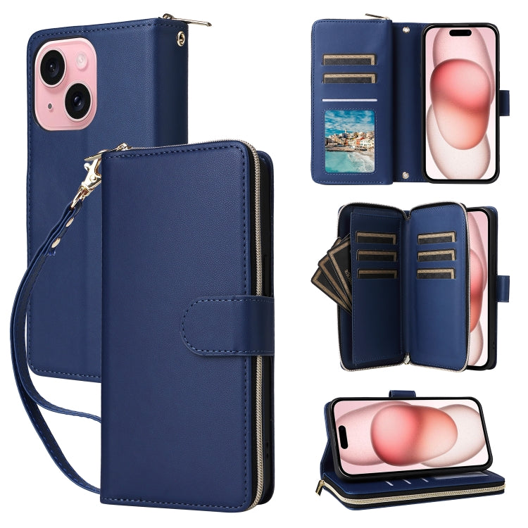 Nine-card Slots Zipper Wallet Bag Leather Phone Case, For iPhone 15 Pro, For iPhone 15 Plus / 14 Plus, For iPhone 15, For iPhone 14 / 13, For iPhone 14 Pro, For iPhone 14 Pro Max