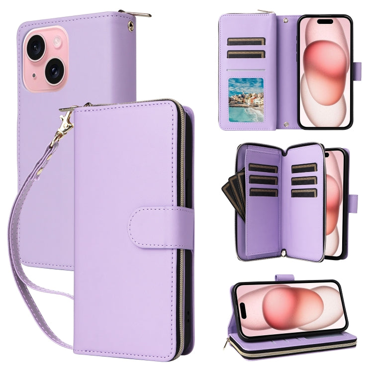 Nine-card Slots Zipper Wallet Bag Leather Phone Case, For iPhone 15 Pro, For iPhone 15 Plus / 14 Plus, For iPhone 15, For iPhone 14 / 13, For iPhone 14 Pro, For iPhone 14 Pro Max
