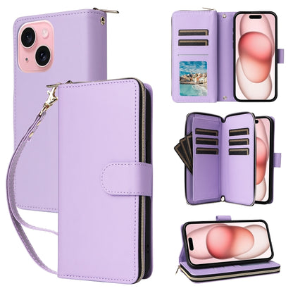 Nine-card Slots Zipper Wallet Bag Leather Phone Case, For iPhone 15 Pro, For iPhone 15 Plus / 14 Plus, For iPhone 15, For iPhone 14 / 13, For iPhone 14 Pro, For iPhone 14 Pro Max
