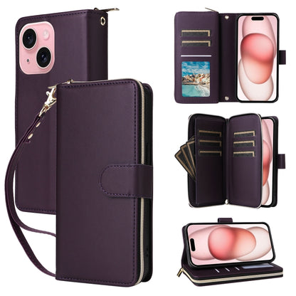 Nine-card Slots Zipper Wallet Bag Leather Phone Case, For iPhone 15 Pro, For iPhone 15 Plus / 14 Plus, For iPhone 15, For iPhone 14 / 13, For iPhone 14 Pro, For iPhone 14 Pro Max