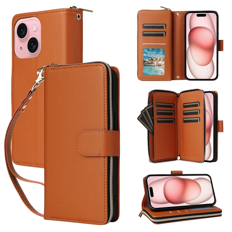 Nine-card Slots Zipper Wallet Bag Leather Phone Case, For iPhone 15 Pro, For iPhone 15 Plus / 14 Plus, For iPhone 15, For iPhone 14 / 13, For iPhone 14 Pro, For iPhone 14 Pro Max