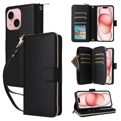 Nine-card Slots Zipper Wallet Bag Leather Phone Case, For iPhone 15 Pro, For iPhone 15 Plus / 14 Plus, For iPhone 15, For iPhone 14 / 13, For iPhone 14 Pro, For iPhone 14 Pro Max