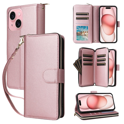 Nine-card Slots Zipper Wallet Bag Leather Phone Case, For iPhone 15 Pro, For iPhone 15 Plus / 14 Plus, For iPhone 15, For iPhone 14 / 13, For iPhone 14 Pro, For iPhone 14 Pro Max