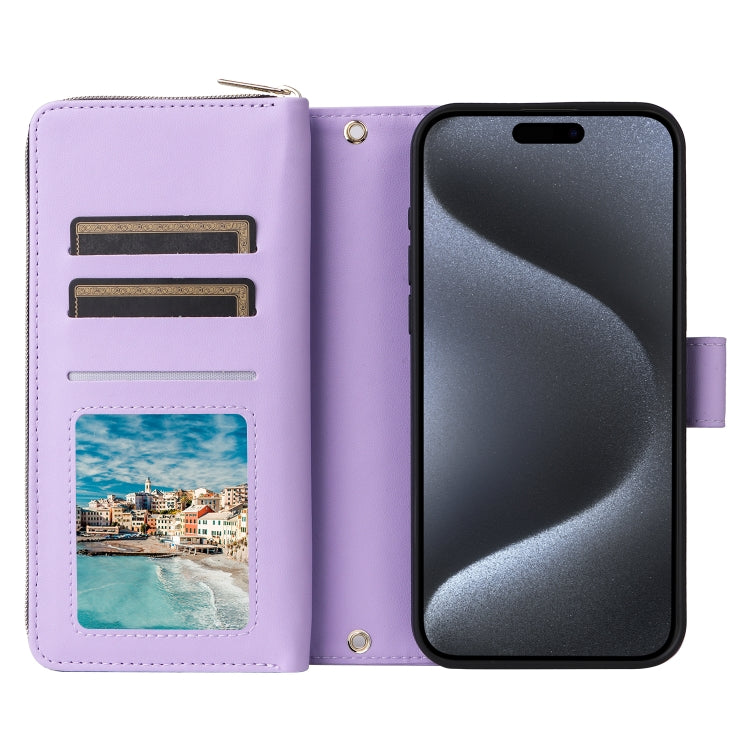 Nine-card Slots Zipper Wallet Bag Leather Phone Case, For iPhone 15 Pro, For iPhone 15 Plus / 14 Plus, For iPhone 15, For iPhone 14 / 13, For iPhone 14 Pro, For iPhone 14 Pro Max